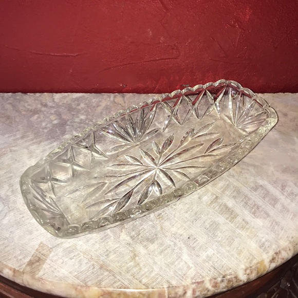 Vintage Dining Etched Cut Glass Celery Relish Dish Vintage Glassw Poshmark